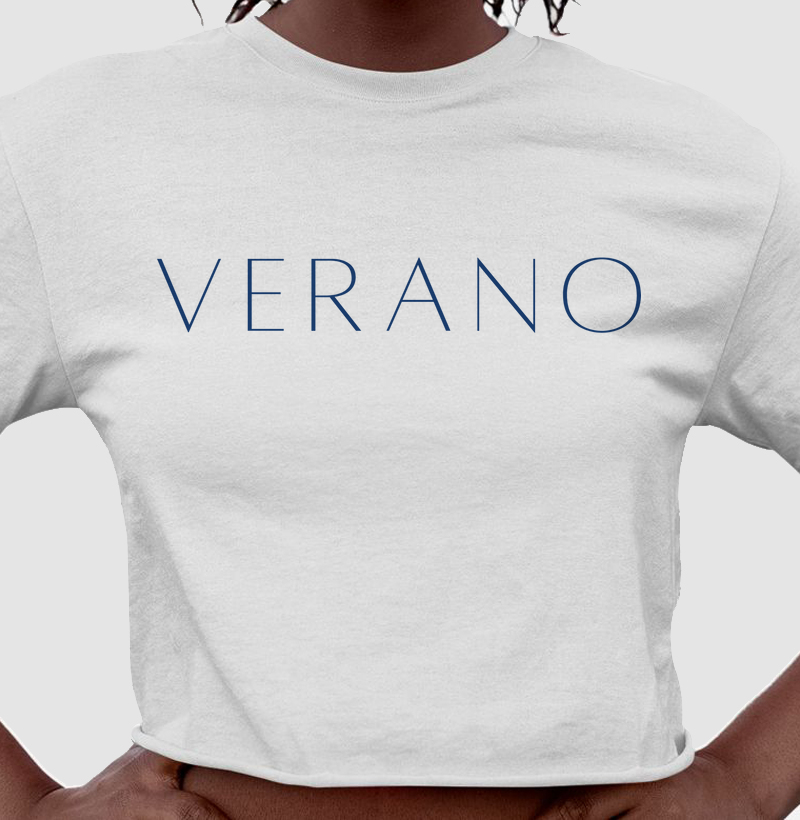 VERANO cropped estampa marinho