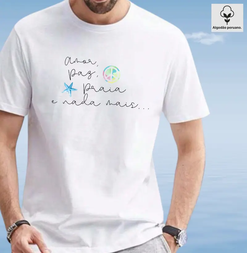Estampa Amor, paz, praia e nada mais
