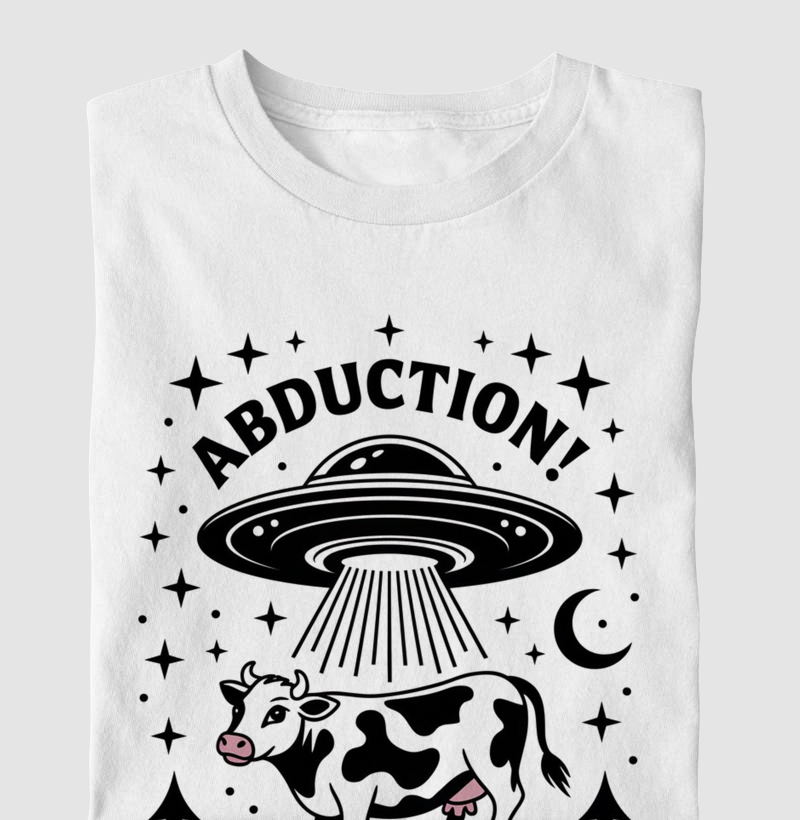 Camiseta "Abduction!" - A Clássica Abdução da Vaca