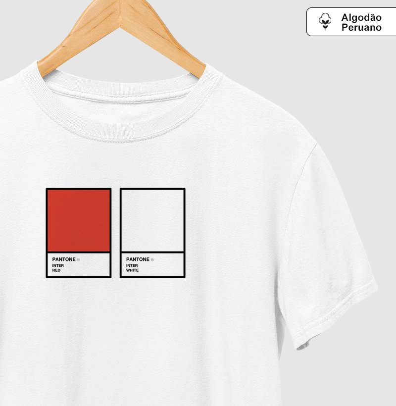Camiseta Algodão Peruano Pantone Vermelho e Branco