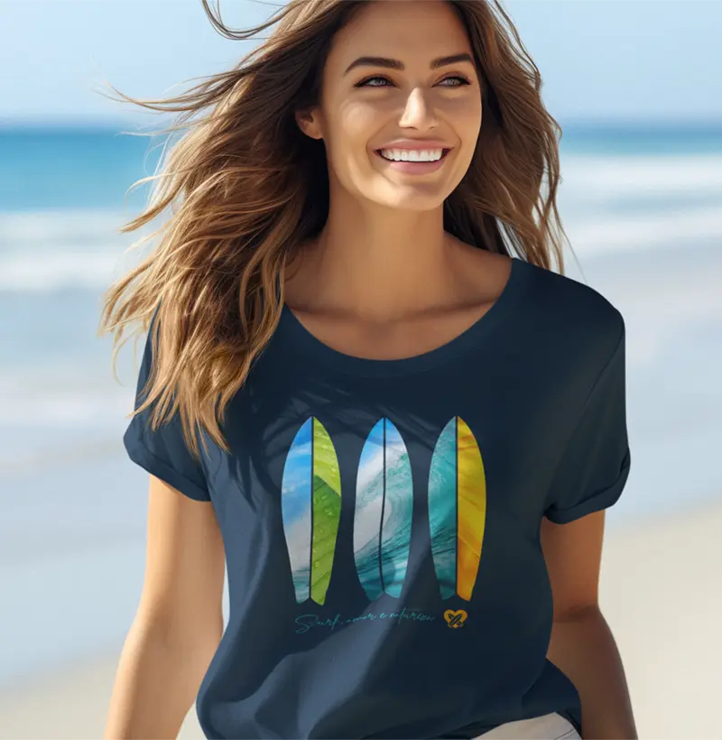 CAMISETA SURF, AMOR E NATUREZA FEMININA.