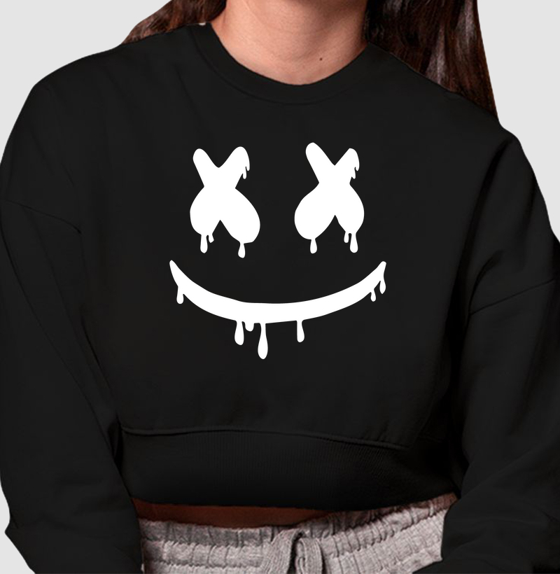 Cropped Moletom – Fake Smile (V. Black)
