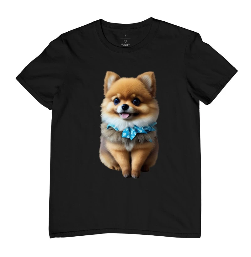Camiseta Lulu caramelo e branco com laço azul