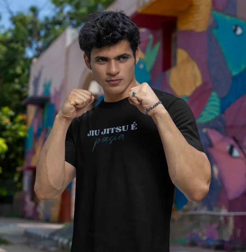 Camiseta Jiu Jitsu Artística | "Jiu Jitsu é Poesia" | Estampa Elegante para Praticantes