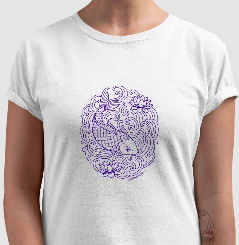 Carpa azul com flores de lotus