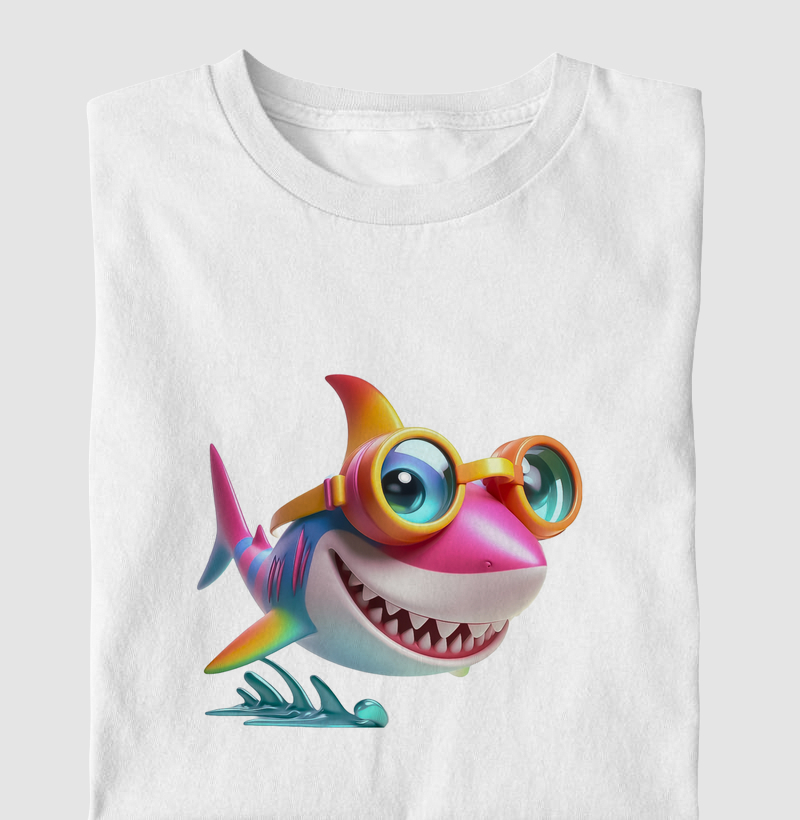 camiseta tubarão colorido