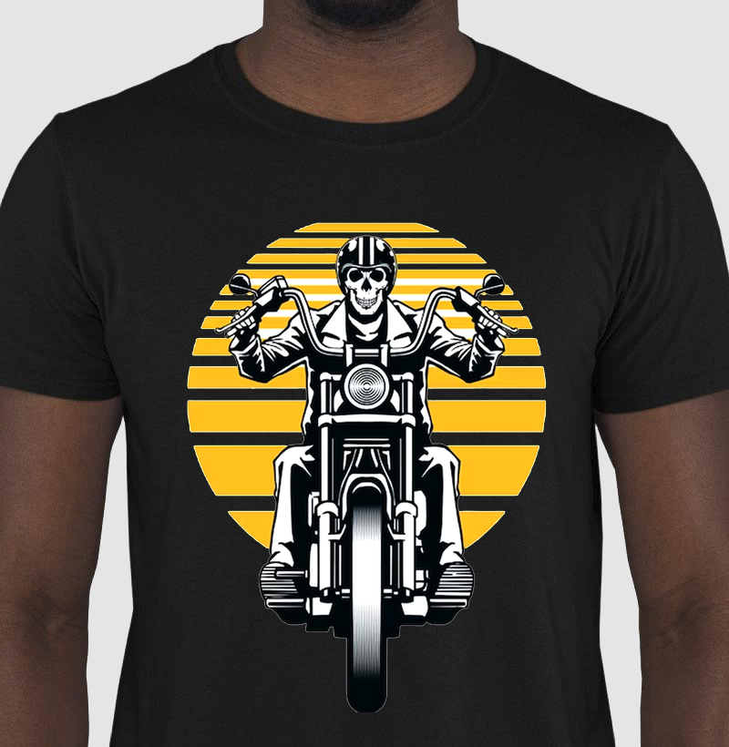 T-SHIRT MOTO SKULL