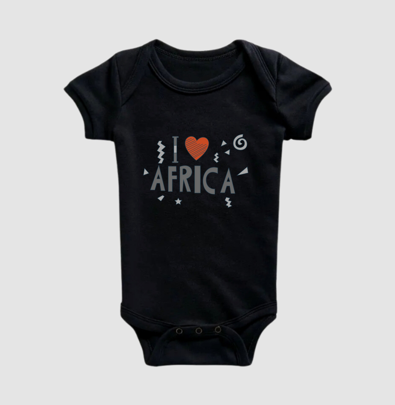 Body Infantil Animalis I Love Africa 100% Algodão