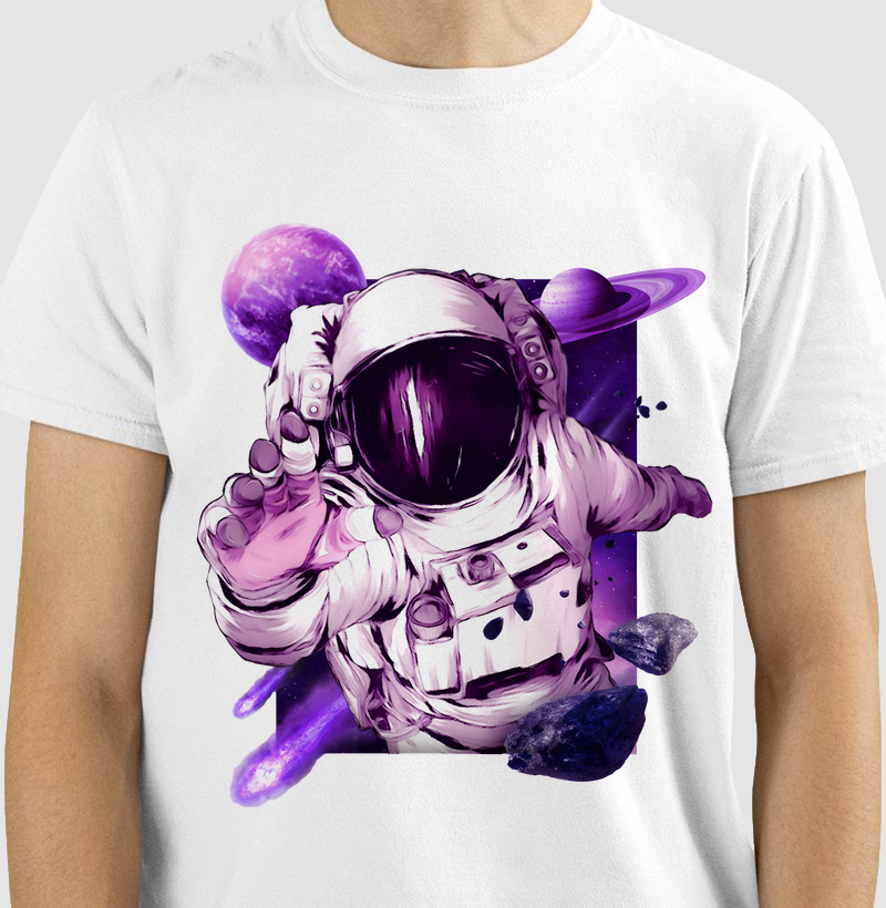 Cosmic-inspired astronaut-themed art