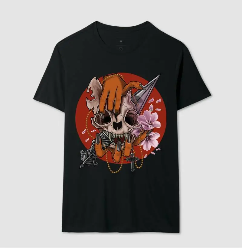 Red moon skull cat