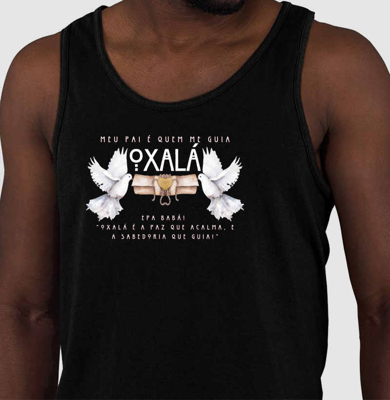 Estampa Oxalá 2 Pombas Preto Masc.
