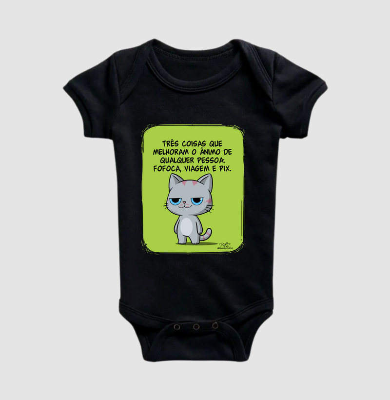 Camiseta Gato Sincero Fofoca Viagem e Pix