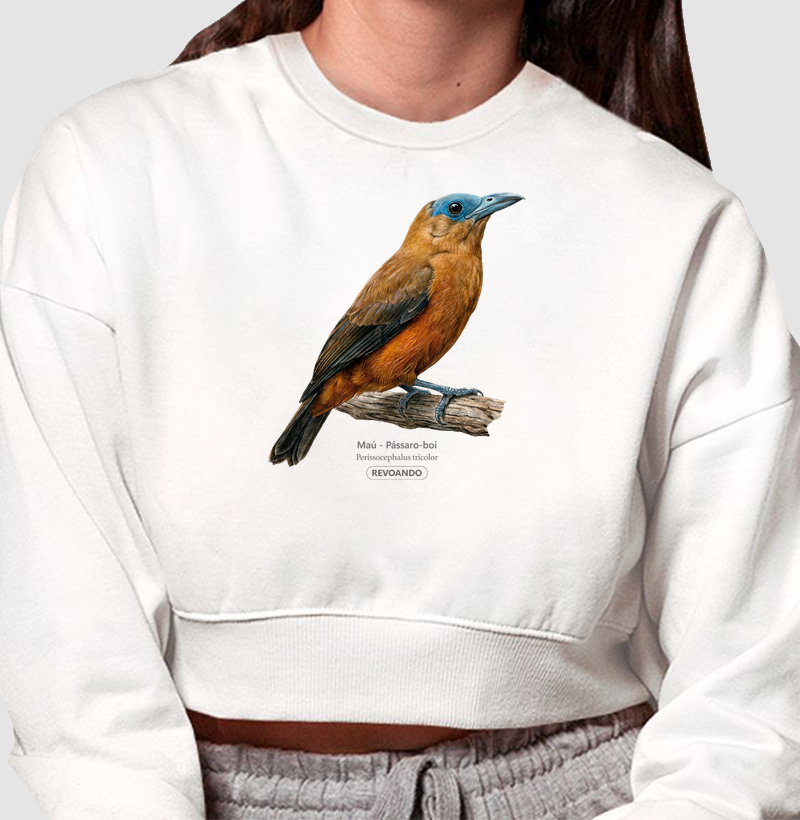 Traços Alados - Maú - Moletom Cropped