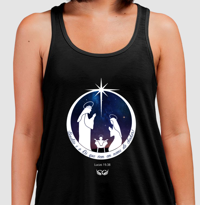 Camiseta Regata de Natal Bendito o Rei.