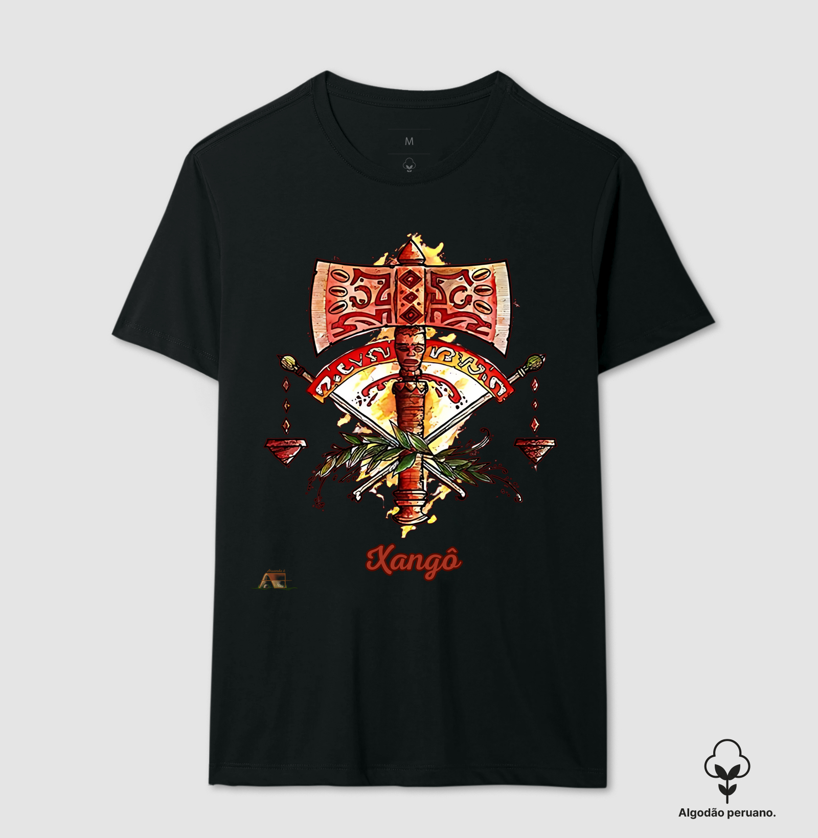 Camiseta Aruanda ê Armas de Xangô Justiça e Realeza em 100% Algodão