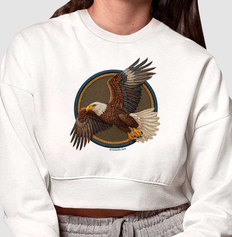 Aves em Linha - Águia - Moletom Cropped