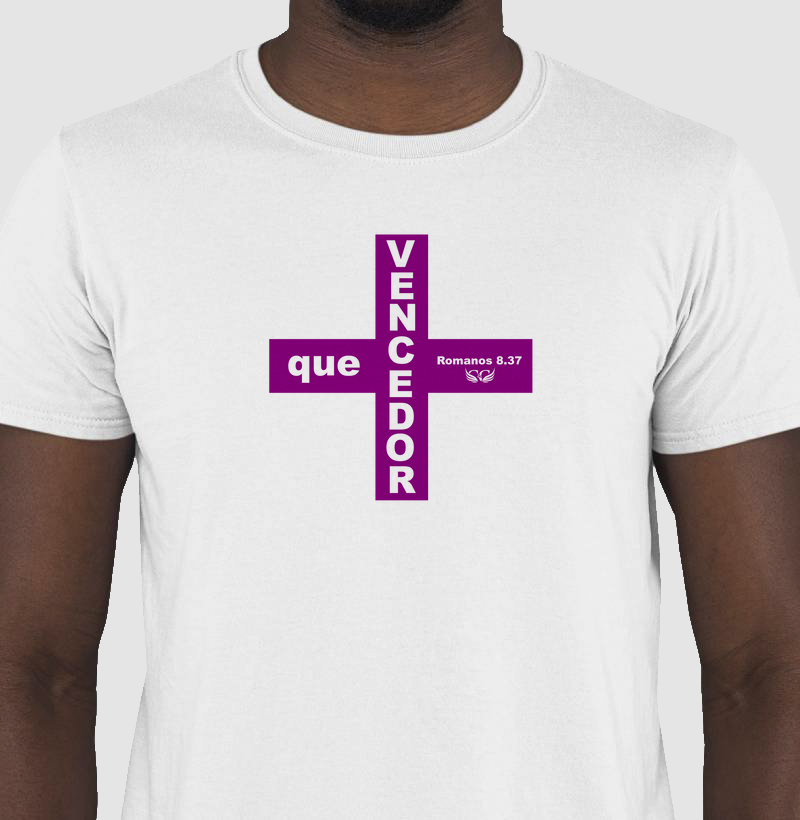 Camiseta Cristã + que vencedor Rm 8.37