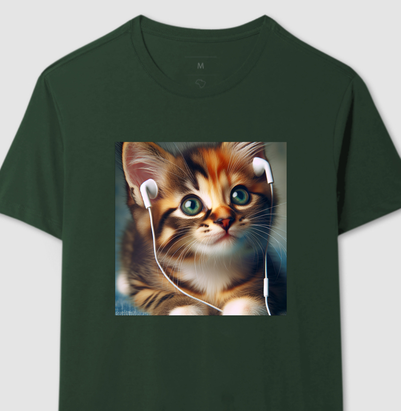 Gatinho com fone de ouvido