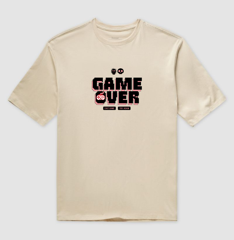 Camiseta Oversized “Game Over - Exit Game or Try Again”