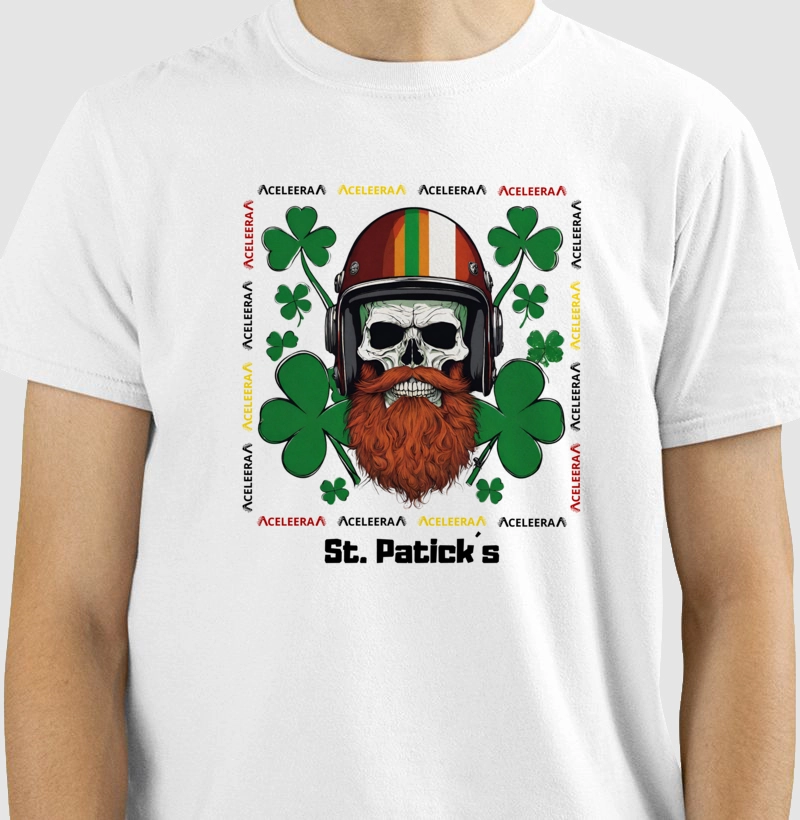 ST PATRICK´S SKULL - BCO FUNDO COLOR - MASC