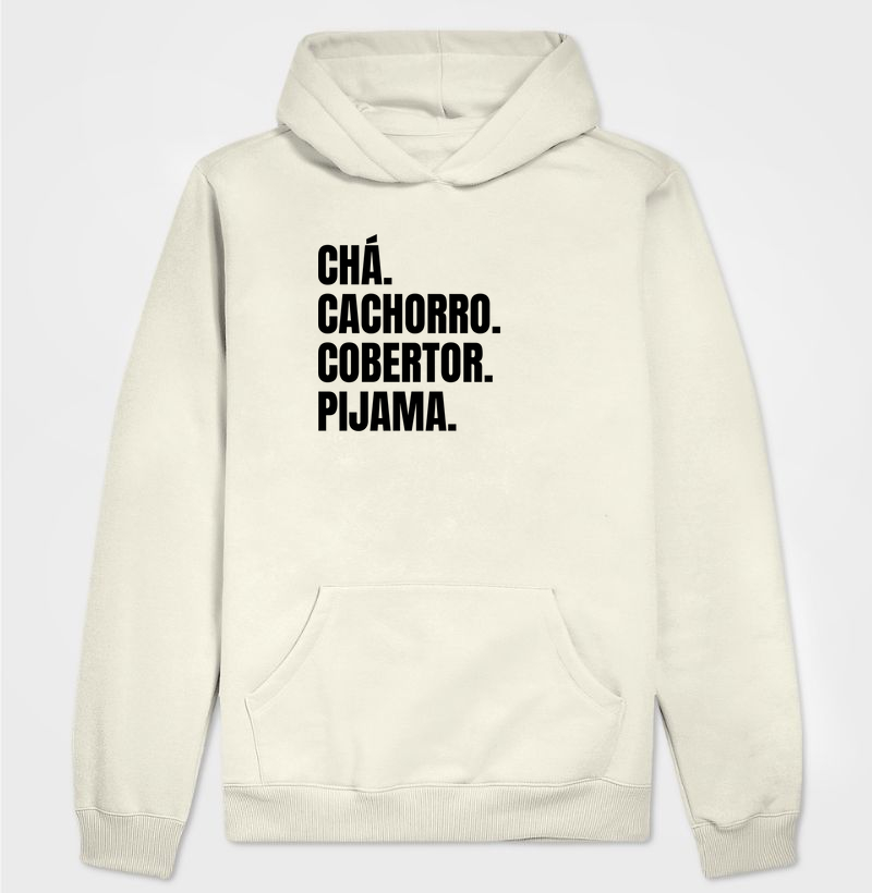 Camiseta: Chá. Cachorro. Cobertor. Pijama