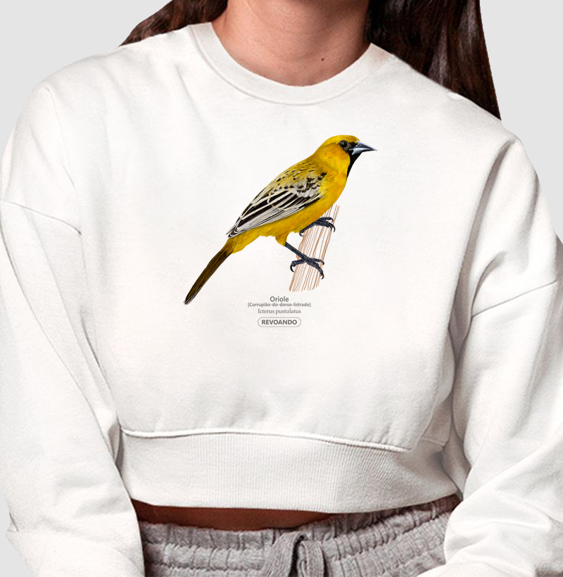 Traços Alados - Oriole - Moletom Cropped