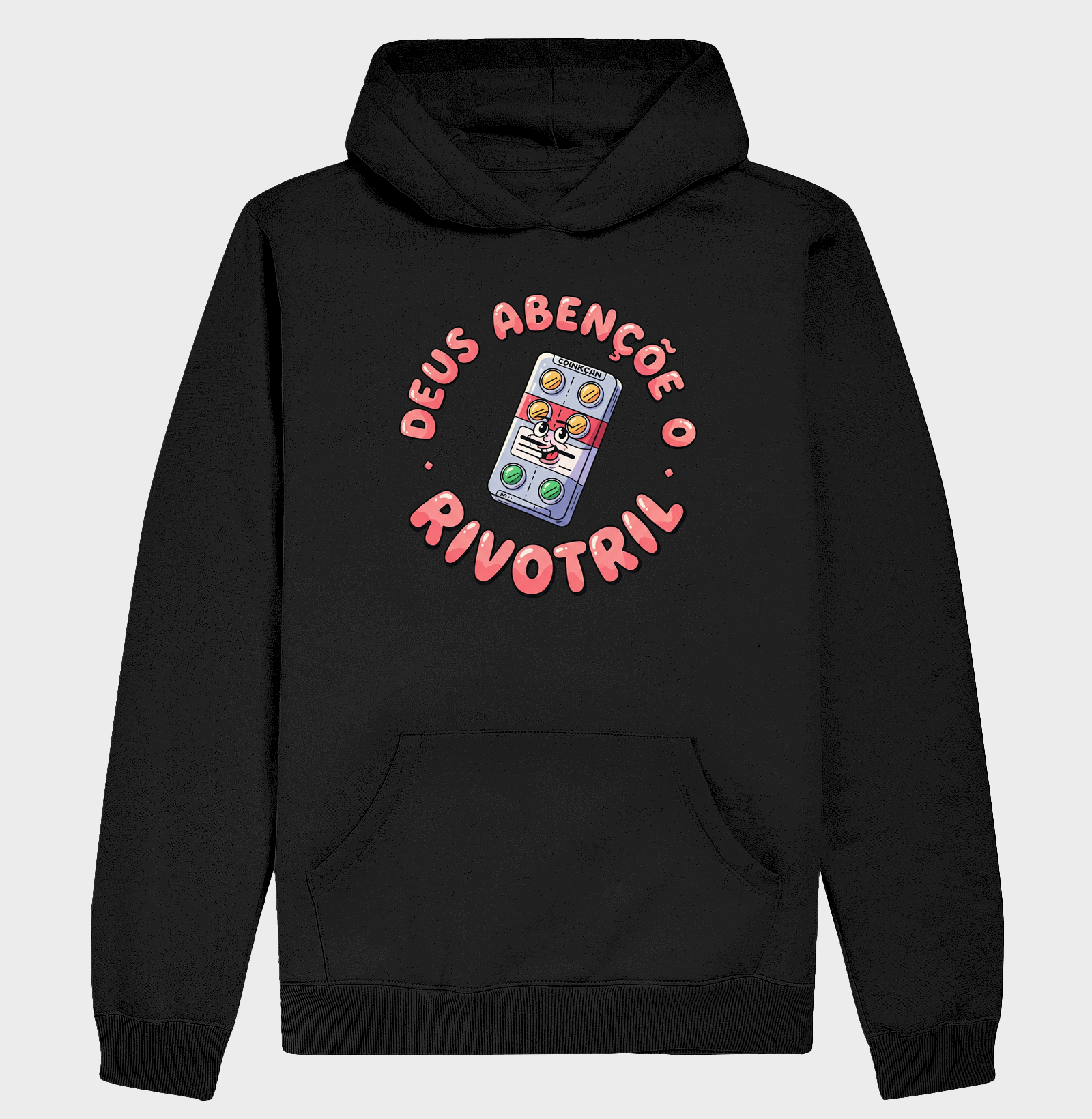 Camiseta "Deus abençoe e o Rivotril" – Fé, foco e farmácia