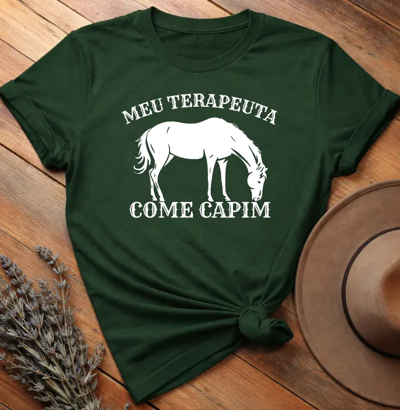 Camiseta Meu Terapeuta Come Capim 100% Algodão Premium
