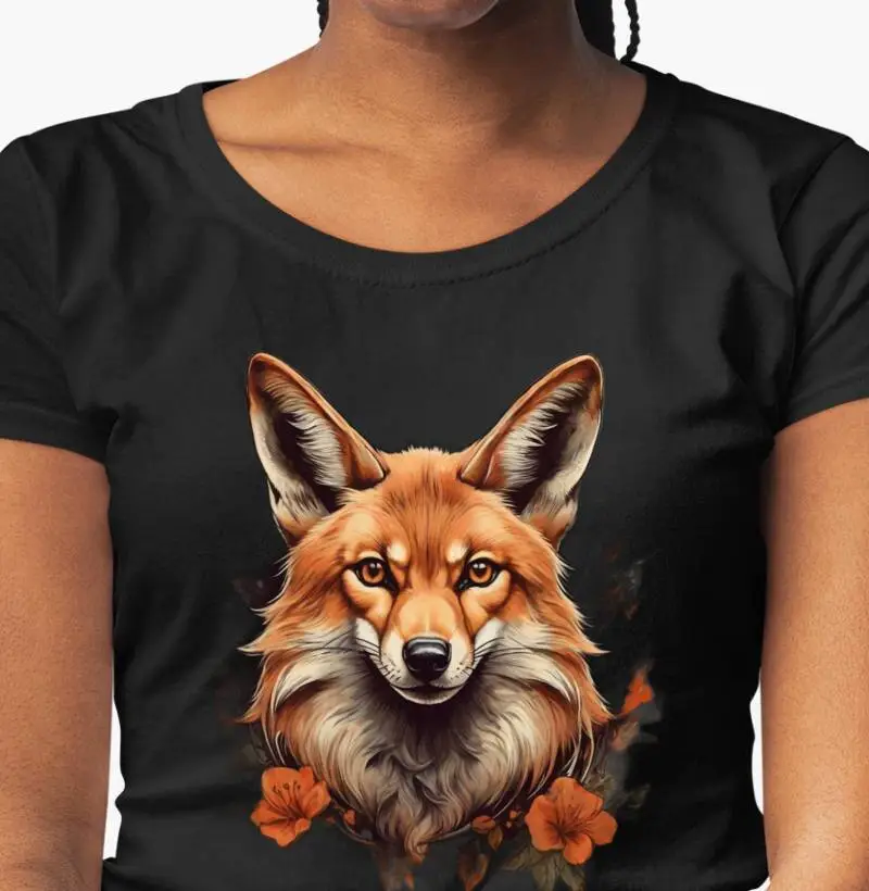Camiseta Lobo Guará base de flores 