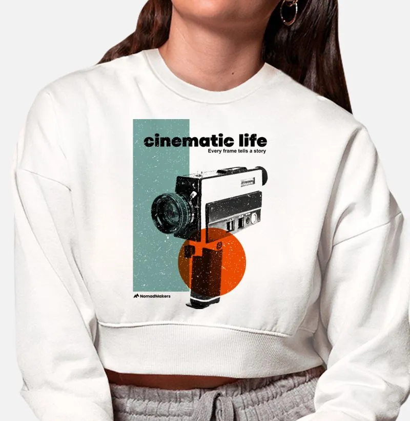 Cinematic Life - Moleton Cropped Branco