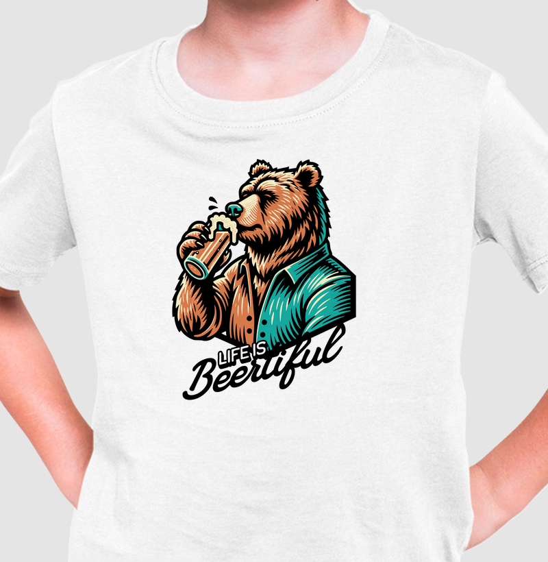 Life is Beertiful: Camiseta Infantil -  Estilo e Personalidade