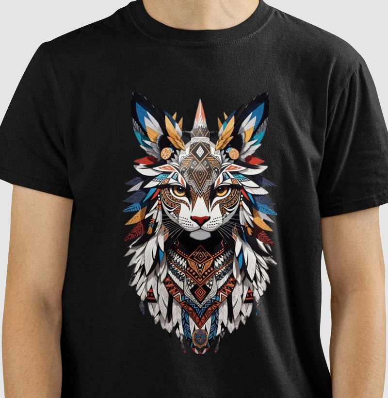T-SHIRT CATS - COLORS - INDIAN ART
