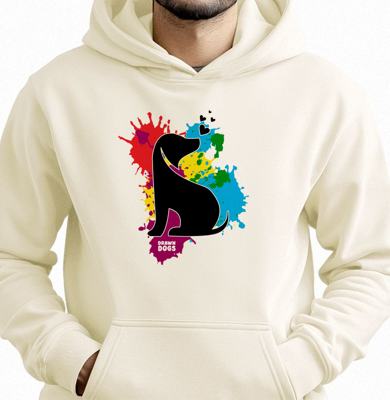 Silhueta cachorro fundo colorido