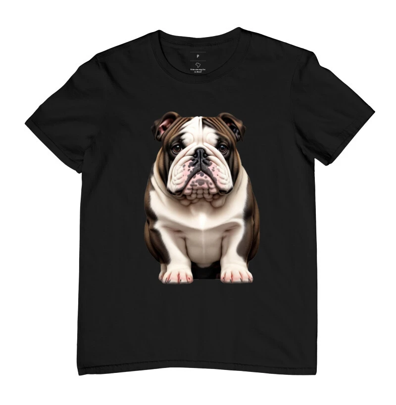 Camiseta Buldogue Inglês caramelo e branco fofinho