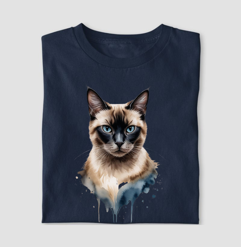 Gato Siamês Splash Aquarela