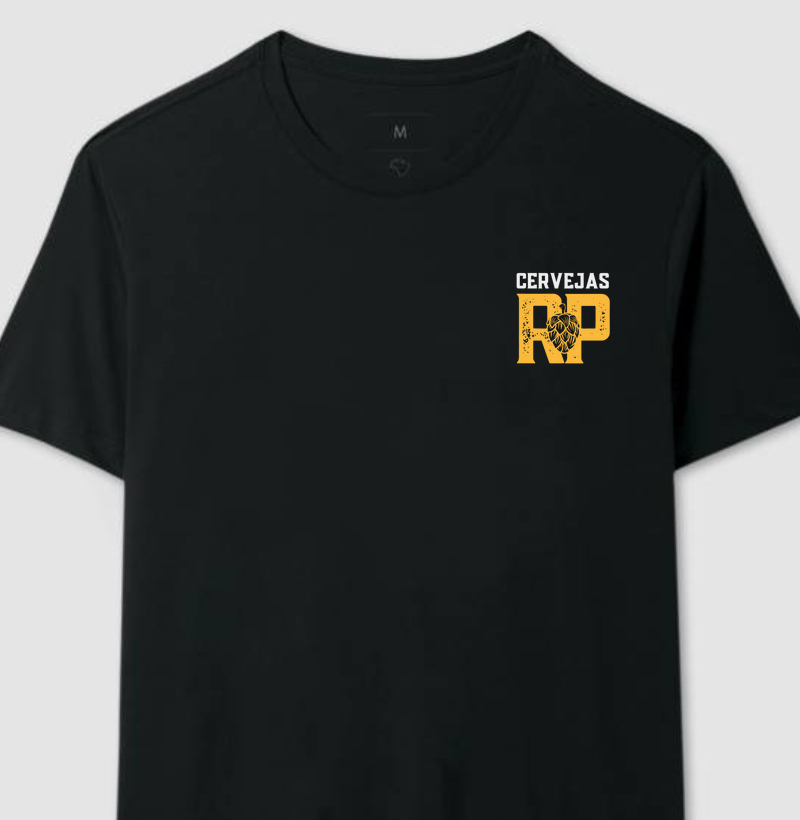Camiseta Minimalista Cervejas RP  Camisa Preta com Logo Branco