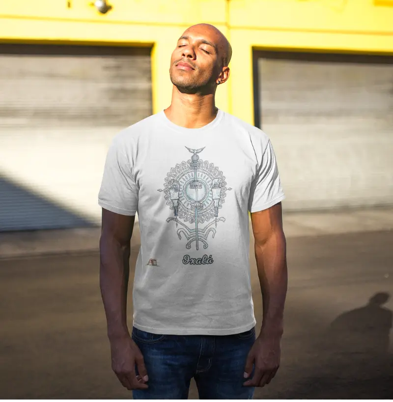 Camiseta Aruanda ê paxorô de Oxalá Paz e Axé em 100% Algodão