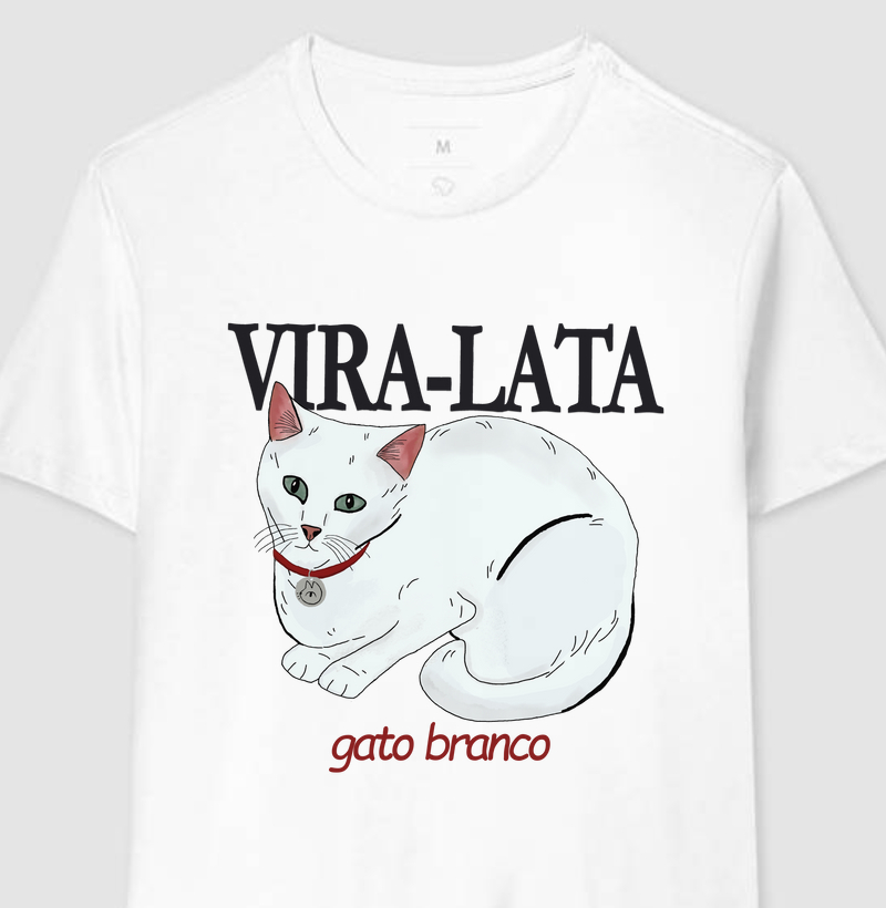 Camiseta Vira-Lata - Gato Branco