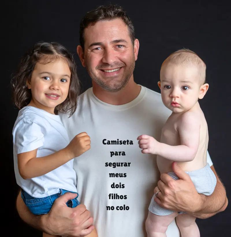 Camiseta para segurar meus dois filhos no colo