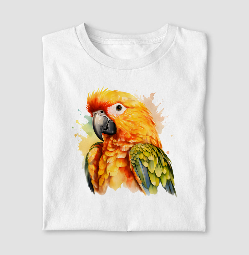 Camiseta Papagaio Aquarela