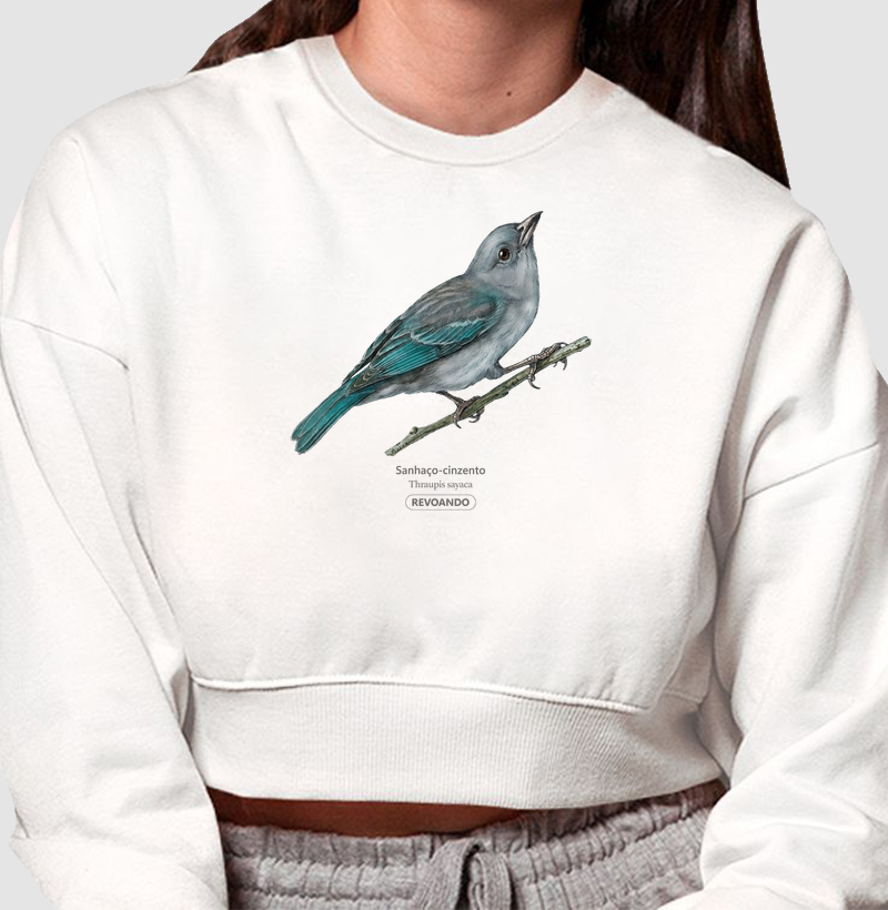 Traços Alados - Sanhaço-cinzento - Moletom Cropped
