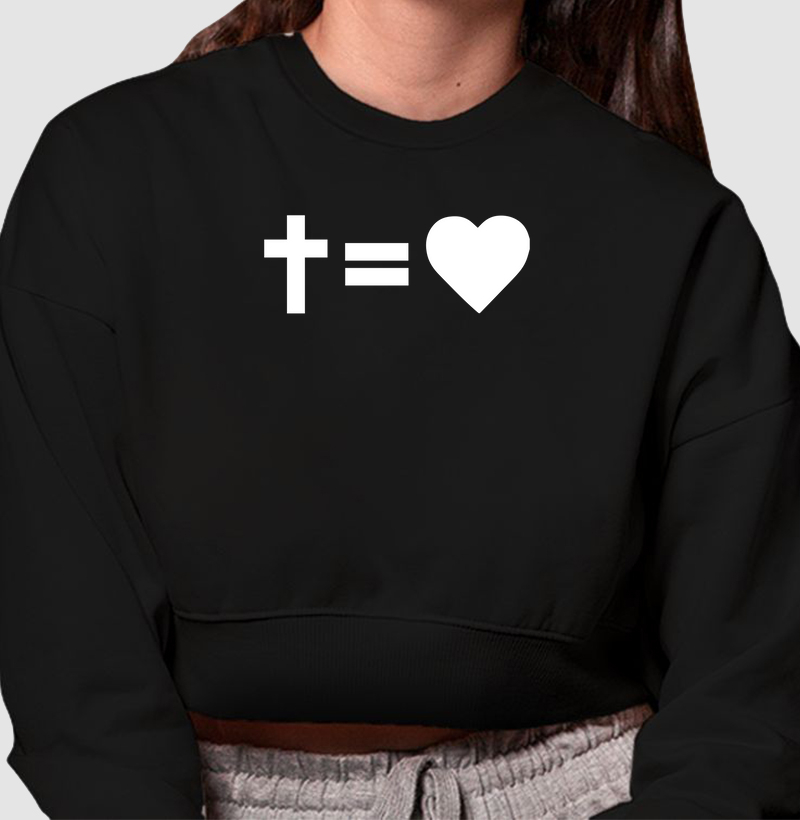 Cropped Moletom Amor Maior ✞ = ♡ (V. White)