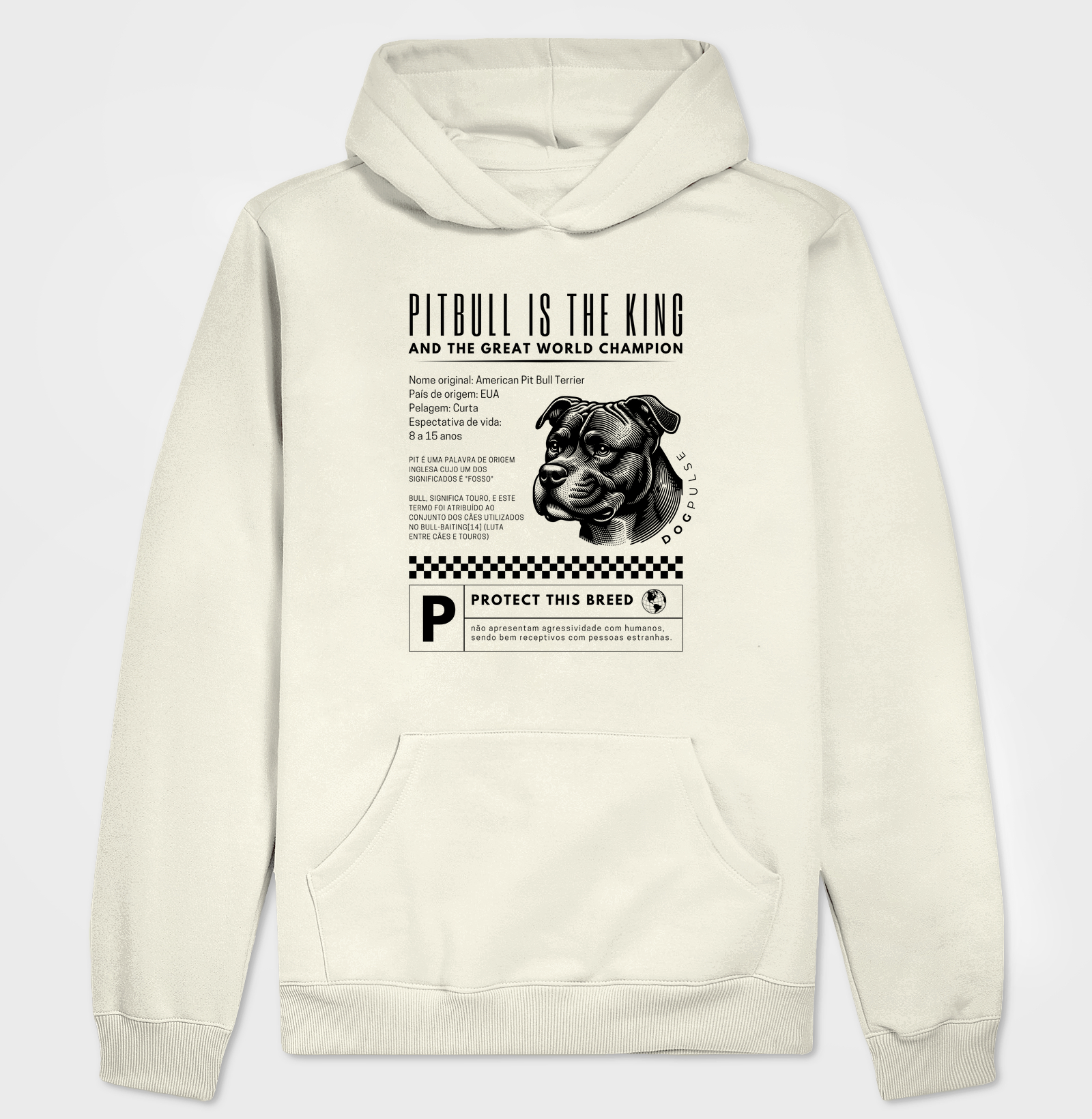 Hoodie Moletom Dog Pulse Pitbull Is The King – Fearless Guardian 