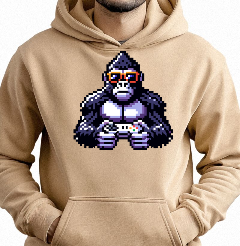 Moletom Slim com Bolso “Gorila Gamer Pixel"