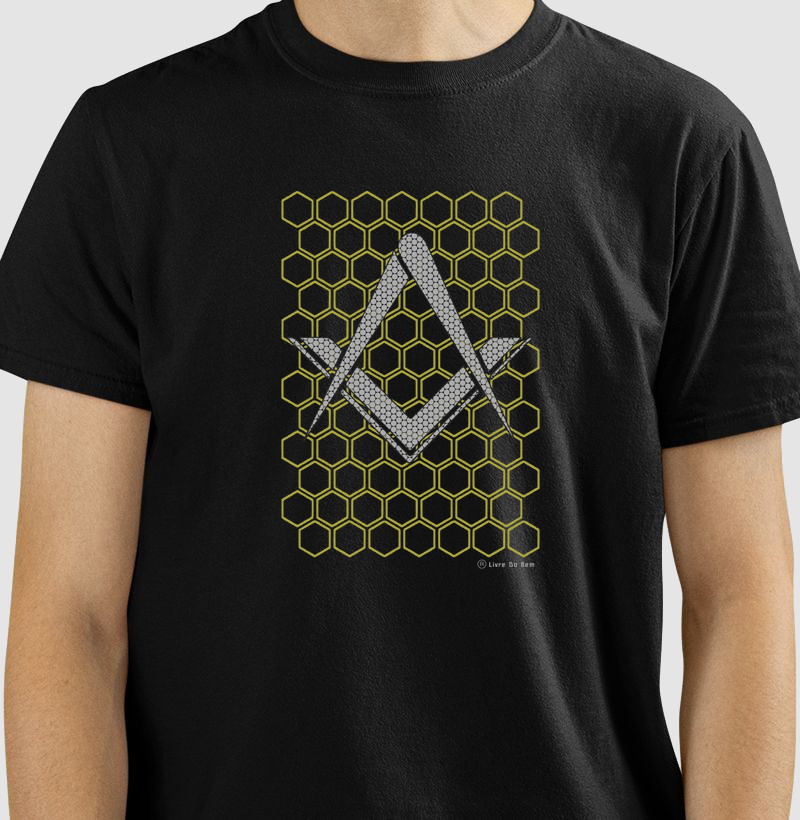 Camiseta maçonaria - Colméia esqadro compasso
