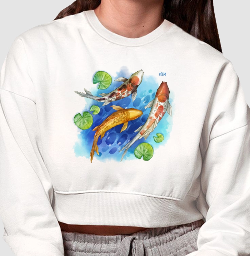 Moletom Cropped Carpas Koi Nishikigoi Colors
