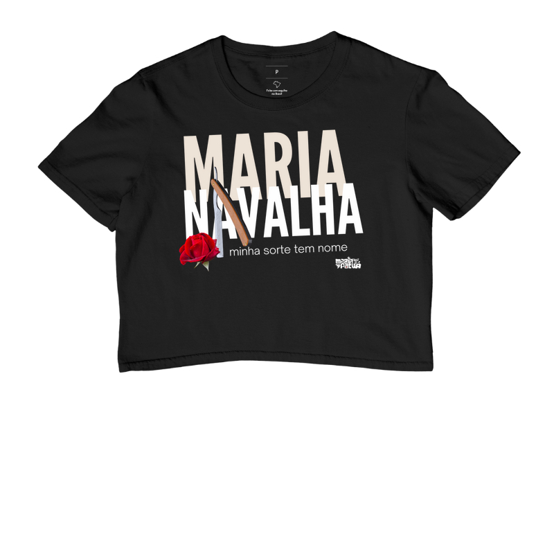 Cropped Maria Navalha minha sorte tem nome Black Maria Patuá