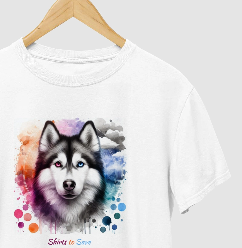 Camiseta Husky  Aquarela