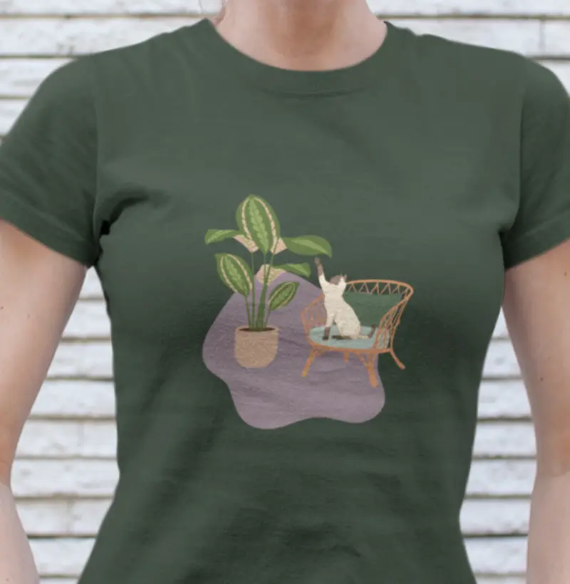 Cat On The Plant