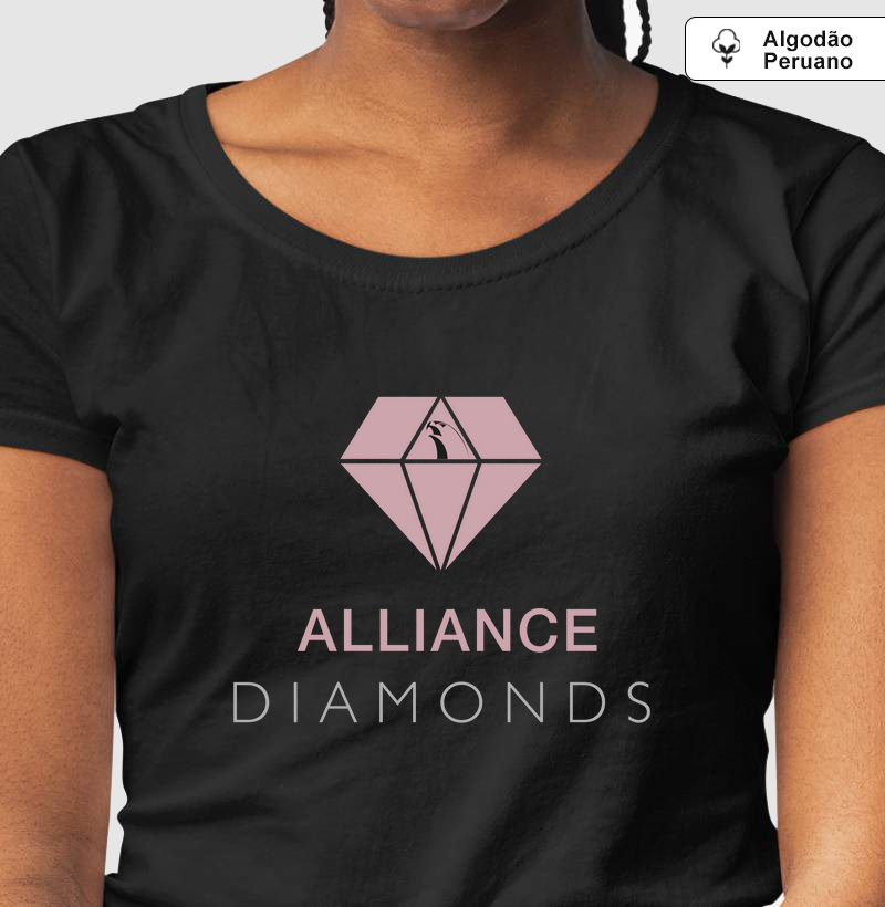 Camiseta Alliance Diamonds - Logo Rosa I Preto